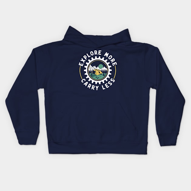 Bikepacking Explore More Carry Less Kids Hoodie by Huhnerdieb Apparel